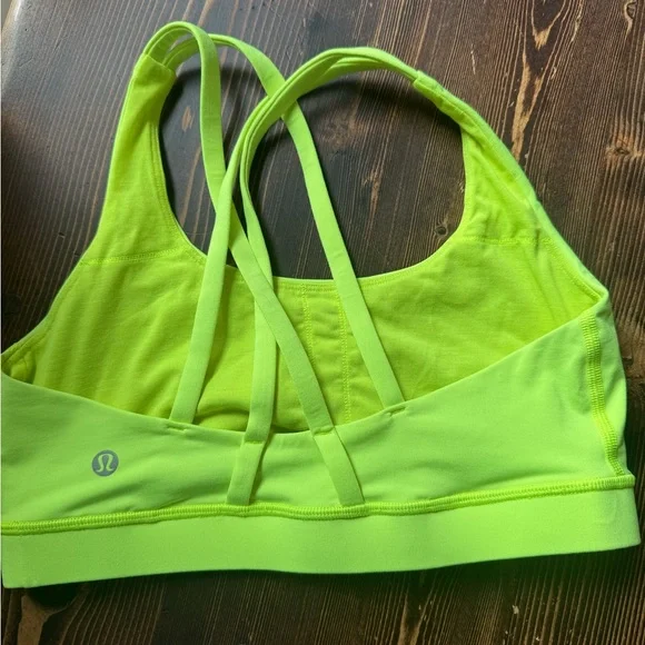 Lululemon Athletica Energy bright yellow Green Strappy Sports Bra - Picture 2 of 3